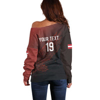 Custom World Football 2026 Austria Off Shoulder Sweater Das Team Go Champions Red Version