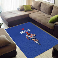 Rugby France Area Rug XV de France Gallic Rooster Mascot