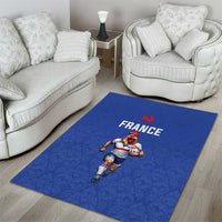 Rugby France Area Rug XV de France Gallic Rooster Mascot