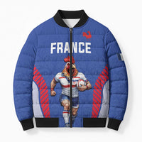 Custom Rugby France Bomber Puffer Jacket XV de France Gallic Rooster Mascot