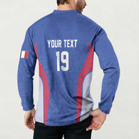 Custom Rugby France Button Sweatshirt XV de France Gallic Rooster Mascot