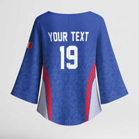 Custom Rugby France Kimono Sleeve Blouse XV de France Gallic Rooster Mascot