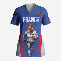 Custom Rugby France Scrub Top XV de France Gallic Rooster Mascot