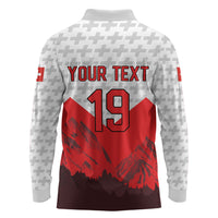 Switzerland Ice Hockey Custom Long Sleeve Polo Shirt Swiss Shield Alps Art