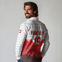 Switzerland Ice Hockey Custom Long Sleeve Polo Shirt Swiss Shield Alps Art