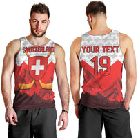 Switzerland Ice Hockey Custom Men Tank Top Swiss Shield Alps Art