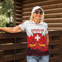 Switzerland Ice Hockey Custom Women Polo Shirt Swiss Shield Alps Art