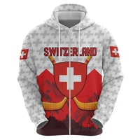 Switzerland Ice Hockey Custom Zip Hoodie Swiss Shield Alps Art