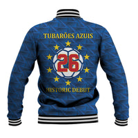 Cabo Verde Tubaroes Azuis Historic Debut 2026 Baseball Jacket Cape Verde Past and Present Flag Motif