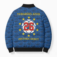 Cabo Verde Tubaroes Azuis Historic Debut 2026 Bomber Puffer Jacket Cape Verde Past and Present Flag Motif