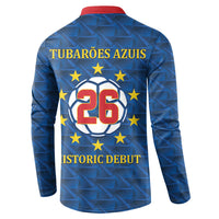Cabo Verde Tubaroes Azuis Historic Debut 2026 Button Sweatshirt Cape Verde Past and Present Flag Motif