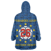 Cabo Verde Tubaroes Azuis Historic Debut 2026 Kid Wearable Blanket Hoodie Cape Verde Past and Present Flag Motif