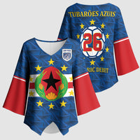 Cabo Verde Tubaroes Azuis Historic Debut 2026 Kimono Sleeve Blouse Cape Verde Past and Present Flag Motif