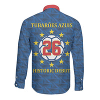 Cabo Verde Tubaroes Azuis Historic Debut 2026 Long Sleeve Button Shirt Cape Verde Past and Present Flag Motif