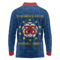 Cabo Verde Tubaroes Azuis Historic Debut 2026 Long Sleeve Polo Shirt Cape Verde Past and Present Flag Motif