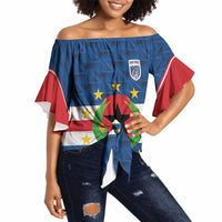 Cabo Verde Tubaroes Azuis Historic Debut 2026 Off Shoulder Wrap Waist Top Cape Verde Past and Present Flag Motif