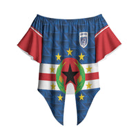 Cabo Verde Tubaroes Azuis Historic Debut 2026 Off Shoulder Wrap Waist Top Cape Verde Past and Present Flag Motif