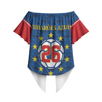 Cabo Verde Tubaroes Azuis Historic Debut 2026 Off Shoulder Wrap Waist Top Cape Verde Past and Present Flag Motif