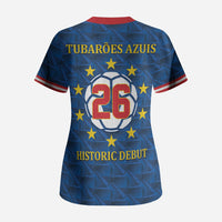 Cabo Verde Tubaroes Azuis Historic Debut 2026 Scrub Top Cape Verde Past and Present Flag Motif