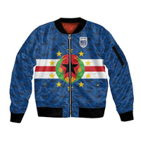 Cabo Verde Tubaroes Azuis Historic Debut 2026 Sleeve Zip Bomber Jacket Cape Verde Past and Present Flag Motif