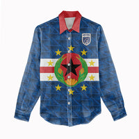 Cabo Verde Tubaroes Azuis Historic Debut 2026 Women Casual Shirt Cape Verde Past and Present Flag Motif