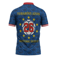 Cabo Verde Tubaroes Azuis Historic Debut 2026 Zipper Polo Shirt Cape Verde Past and Present Flag Motif