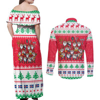 Iceland Christmas Couples Matching Off Shoulder Maxi Dress and Long Sleeve Button Shirt Icelandic Yule Lads LT19