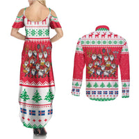 Iceland Christmas Couples Matching Summer Maxi Dress and Long Sleeve Button Shirt Icelandic Yule Lads LT19