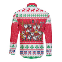Iceland Christmas Long Sleeve Button Shirt Icelandic Yule Lads LT19