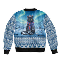 Iceland Christmas Bomber Jacket Icelandic Yule Cat LT19