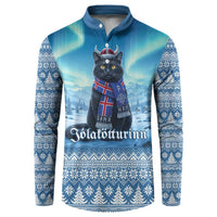 Iceland Christmas Button Sweatshirt Icelandic Yule Cat LT19