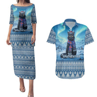 Iceland Christmas Couples Matching Puletasi and Hawaiian Shirt Icelandic Yule Cat LT19