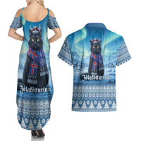 Iceland Christmas Couples Matching Summer Maxi Dress and Hawaiian Shirt Icelandic Yule Cat LT19