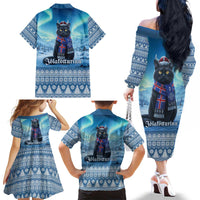 Iceland Christmas Family Matching Off The Shoulder Long Sleeve Dress and Hawaiian Shirt Icelandic Yule Cat LT19