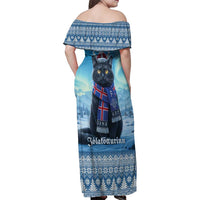 Iceland Christmas Family Matching Off Shoulder Maxi Dress and Hawaiian Shirt Icelandic Yule Cat LT19