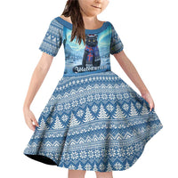 Iceland Christmas Family Matching Off Shoulder Short Dress and Hawaiian Shirt Icelandic Yule Cat LT19