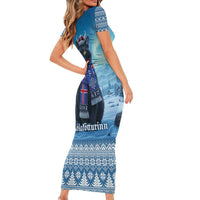 Iceland Christmas Family Matching Short Sleeve Bodycon Dress and Hawaiian Shirt Icelandic Yule Cat LT19