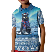 Iceland Christmas Kid Polo Shirt Icelandic Yule Cat LT19