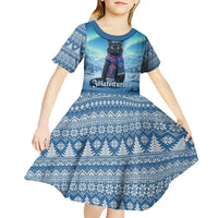 Iceland Christmas Kid Short Sleeve Dress Icelandic Yule Cat LT19