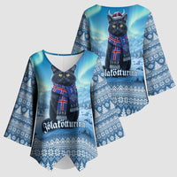 Iceland Christmas Kimono Sleeve Blouse Icelandic Yule Cat LT19