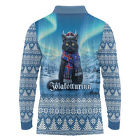 Iceland Christmas Long Sleeve Polo Shirt Icelandic Yule Cat LT19