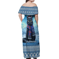 Iceland Christmas Off Shoulder Maxi Dress Icelandic Yule Cat LT19