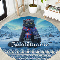 Iceland Christmas Round Carpet Icelandic Yule Cat - Wonder Print Shop