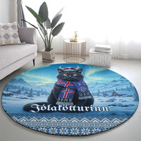 Iceland Christmas Round Carpet Icelandic Yule Cat - Wonder Print Shop
