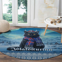 Iceland Christmas Round Carpet Icelandic Yule Cat - Wonder Print Shop