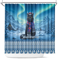 Iceland Christmas Shower Curtain Icelandic Yule Cat - Wonder Print Shop