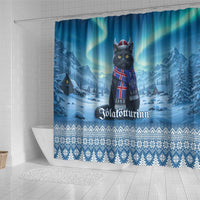 Iceland Christmas Shower Curtain Icelandic Yule Cat - Wonder Print Shop