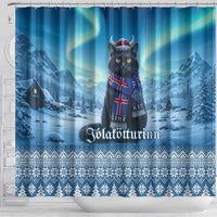 Iceland Christmas Shower Curtain Icelandic Yule Cat - Wonder Print Shop