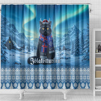 Iceland Christmas Shower Curtain Icelandic Yule Cat - Wonder Print Shop