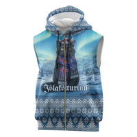 Iceland Christmas Sleeveless Zip Hoodie Icelandic Yule Cat LT19